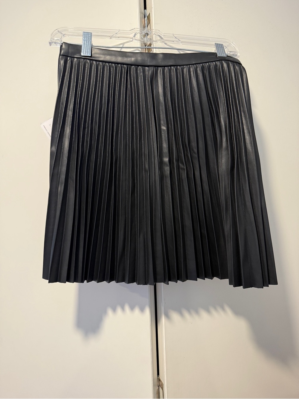 French Connection Black Pleated Faux Leather Skirt